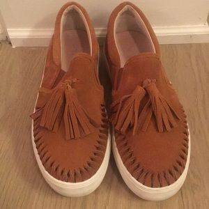 J Slides suede Aztec sneakers with tassels